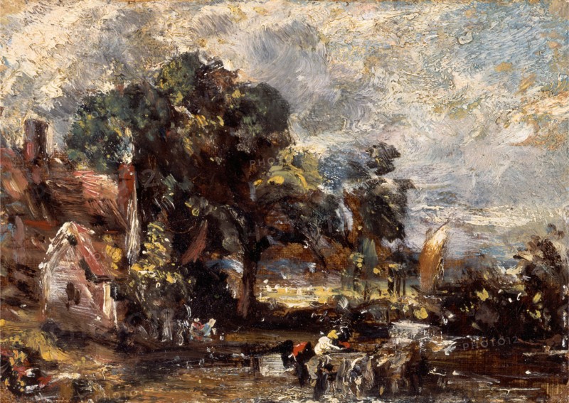 Sketch for "The Haywain", John Constable, 1776-1837, British