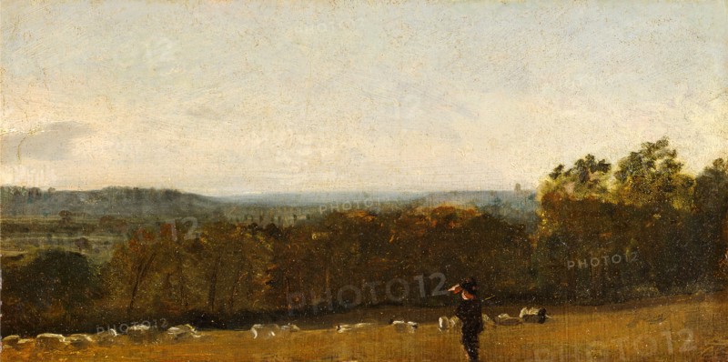 A Shepherd in a Landscape looking across Dedham Vale towards Langham, John Constable, 1776-1837, British