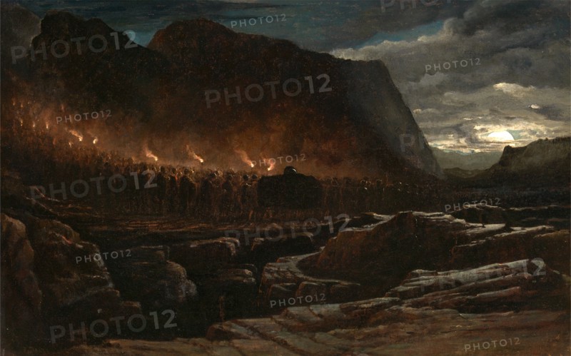 Funeral Procession A Mountain Chieftain's Funeral The Burial of Alaric Signed in yellow paint, lower left: "F DANBY", Francis Danby, 1793-1861, British