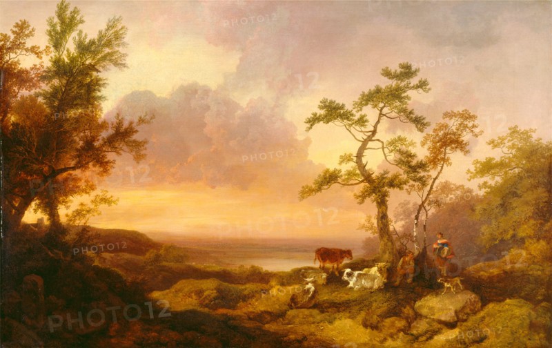 Landscape with Cattle and Peasant Landscape with cattle Signed, lower left: "P [?] de Loutherbourg", Philippe-Jacques de Loutherbourg, 1740-1812, French