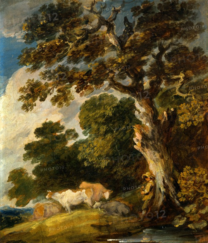 A Wooded Landscape with Cattle and Herdsman, Gainsborough Dupont, 1754-1797, British