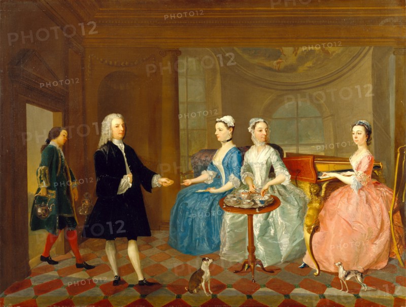 A Family Being Served with Tea, unknown artist, 18th century, British