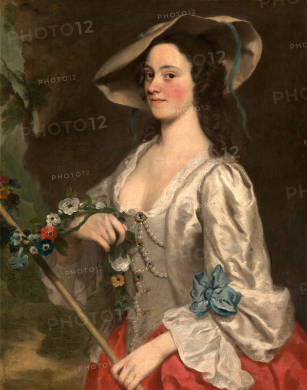 Portrait of a Woman A Woman in Shepherdess' Costume Signed in brown paint (abraded), lower left: "GKna[...] | Pinxt", George Knapton, 1698-1778, British