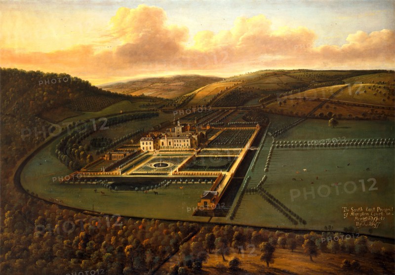 The Southeast Prospect of Hampton Court, Herefordshire Inscribed in black paint, lower right: "The South East Prospect | of Hampton Court in | Hertfordsheir" Signed in black paint, lower right: "by L Kniff", Leonard Knyff, 1650-1721, Dutch
