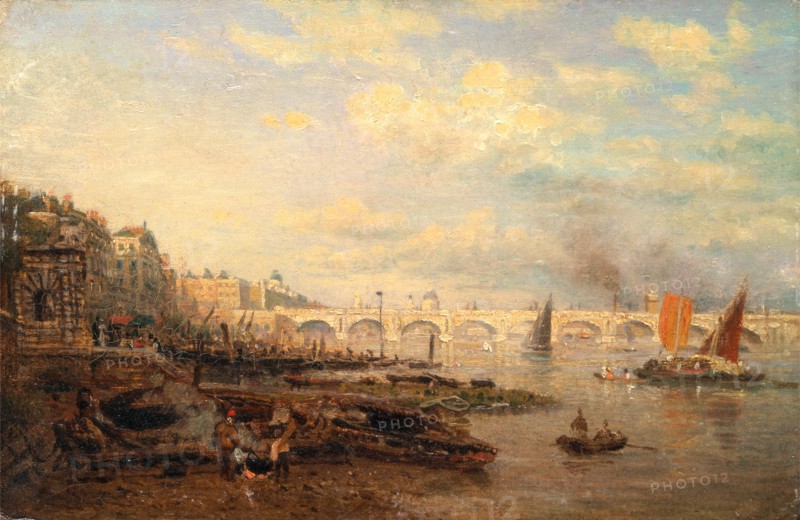 The Thames and Waterloo Bridge from Somerset House, London Frederick Nash, 1782-1856, British