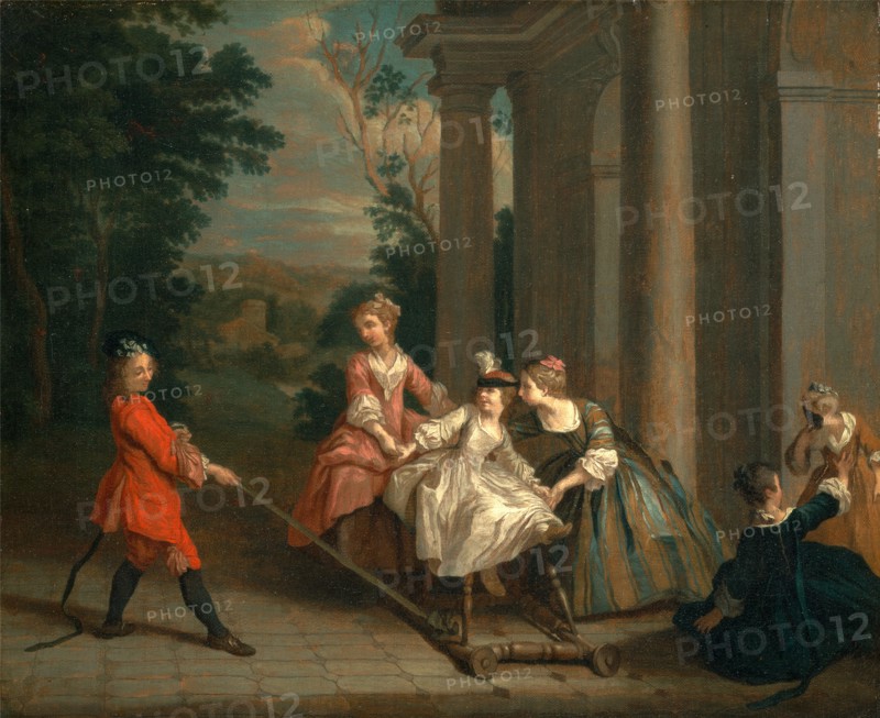 Children Playing with a Hobby Horse, Joseph Francis Nollekens, 1702-1748, Flemish