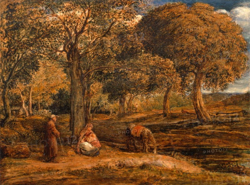 The Rest on the Flight into Egypt Landscape with Family Proup (Possibly The Rest on the Flight into Egypt), John Linnell, 1792-1882, British