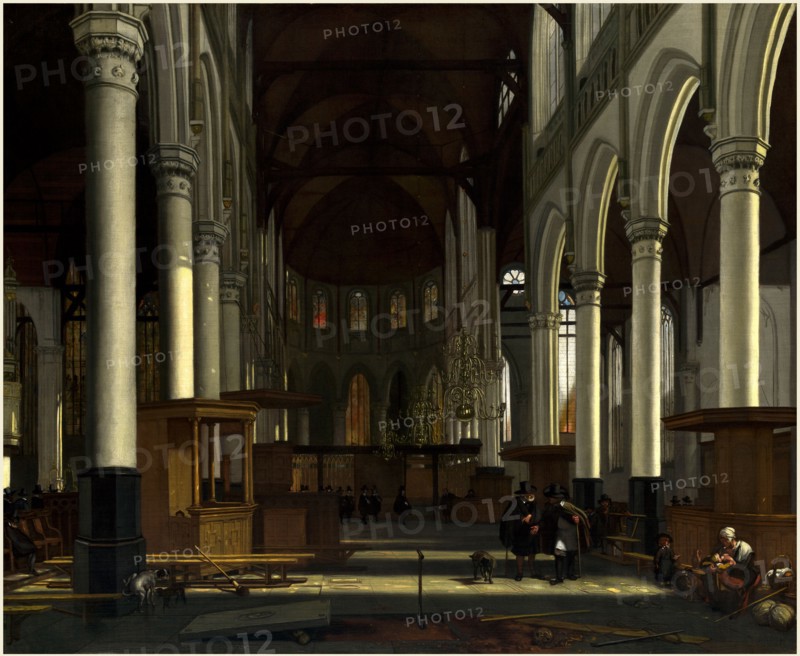 Emanuel de Witte, Dutch (c. 1617-1691-1692), The Interior of the Oude Kerk, Amsterdam, c. 1660, oil on canvas