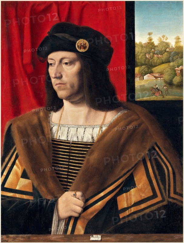 Bartolomeo Veneto, Italian (active 1502-1531), Portrait of a Gentleman, c. 1520, oil on panel transferred to canvas