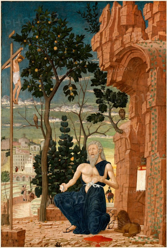 Follower of Andrea Mantegna, Saint Jerome in the Wilderness, c. 1475, tempera on panel