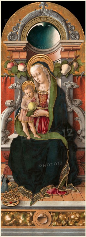 Carlo Crivelli, Italian (c. 1430-1435-1495), Madonna and Child Enthroned with Donor, 1470, tempera on panel