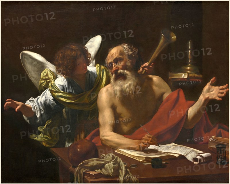 Simon Vouet, French (1590-1649), Saint Jerome and the Angel, c. 1622-1625, oil on canvas