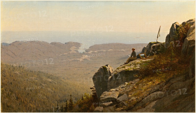 Sanford Robinson Gifford, American (1823-1880), The Artist Sketching at Mount Desert, Maine, 1864-1865, oil on canvas