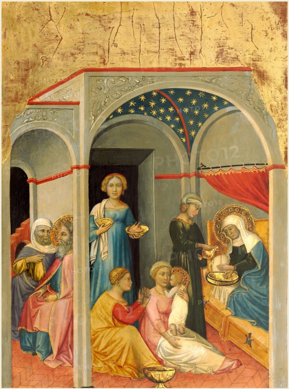 Andrea di Bartolo, Italian (documented from 1389-died 1428), The Nativity of the Virgin, c. 1400, tempera on panel