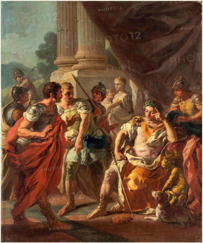 Francesco de Mura (Neapolitan, 1696-1782), Alexander Condemning False Praise, 1760s, oil on canvas