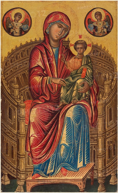 Byzantine 13th Century, Madonna and Child on a Curved Throne, 13th century, tempera on panel