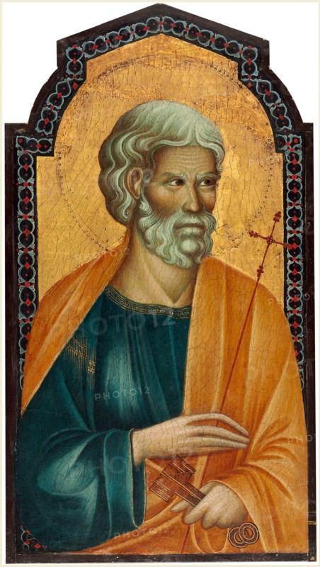 Follower of Cimabue, Christ between Saint Peter and Saint James Major [left panel], late 13th century, tempera on panel