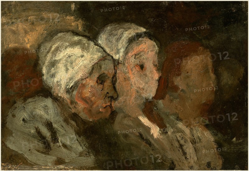 Honoré Daumier, In Church, French, 1808-1879, 1855-1857, oil on wood