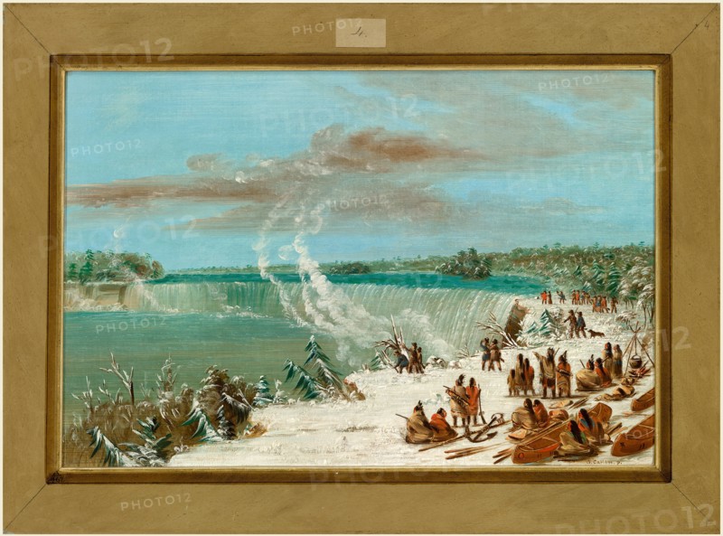 George Catlin, Portage Around the Falls of Niagara at Table Rock, American, 1796-1872, 1847-1848, oil on canvas