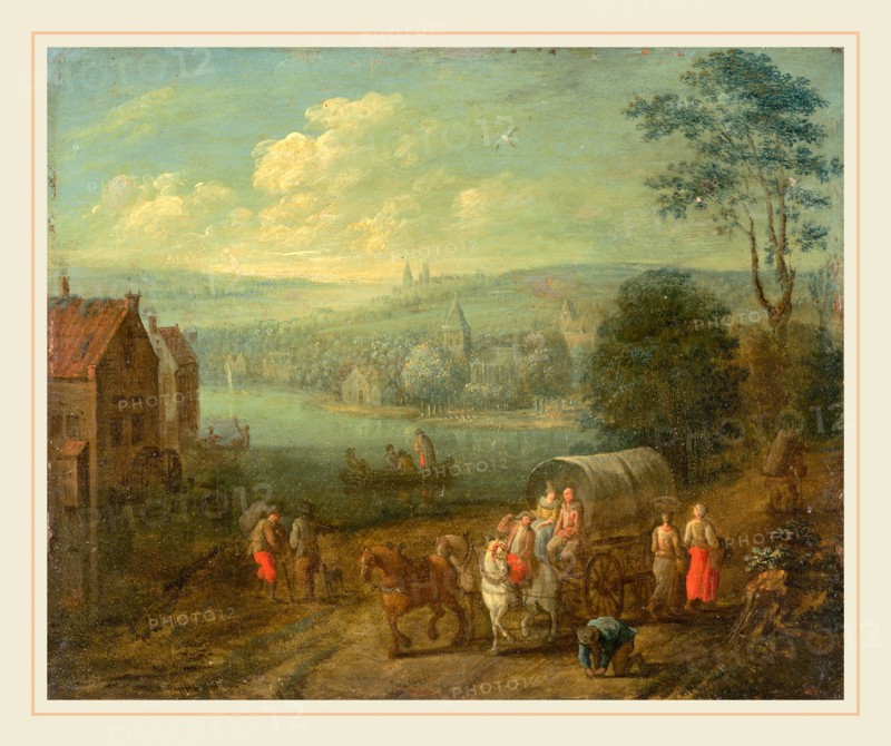 Follower of Peeter Gysels, River Landscape with Villages and Travelers [verso], c. 1675-1685, oil on copper