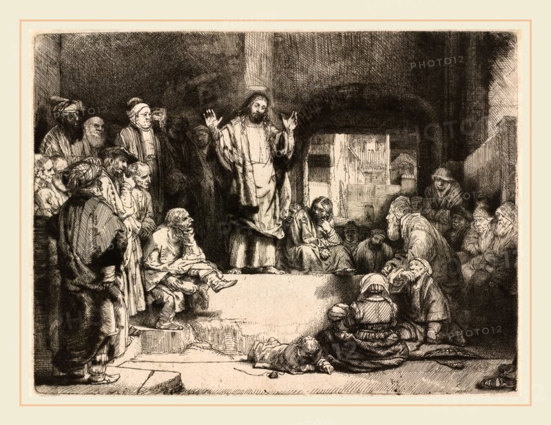 Rembrandt van Rijn, Dutch (1606-1669), Christ Preaching (La petite Tombe), c. 1652, etching, engraving, and drypoint