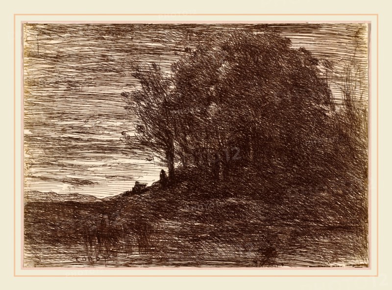 Jean-Baptiste-Camille Corot, The Hermit's Woods, or the Banks of Lake TrasimÃ¨ne (Le Bois de l'Hermite, ou les Bords du Lac TrasimÃ¨ne), French, 1796-1875, 1858, salted paper print (cliche verre)