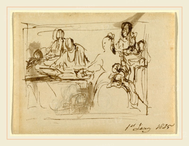 Sir David Wilkie, A Family Group, Scottish, 1785-1841, 1835, pen and brown ink with brown wash on wove paper