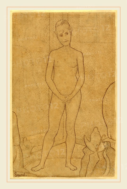 Georges Seurat, Study after "The Models", French, 1859-1891, 1888, pen and brown ink over graphite on wove paper