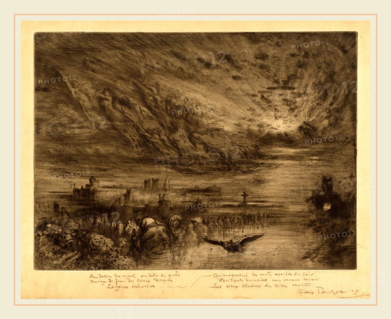 Félix-Hilaire Buhot, Les Esprits des Villes Mortes (Spirits from the Cities of the Dead), French, 1847-1898, 1885, etching, roulette, drypoint, lift ground, aquatint, scraping and burnishing on laid paper