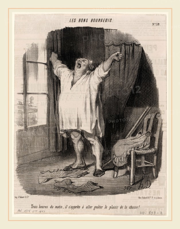 Honoré Daumier, Trois heures du matin..., French, 1808-1879, 1847, lithograph on newsprint