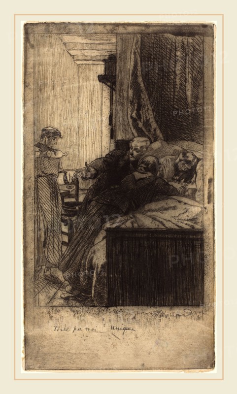 Albert Besnard, French (1849-1934), Sickness (La Maladie), 1884, etching and aquatint on laid paper