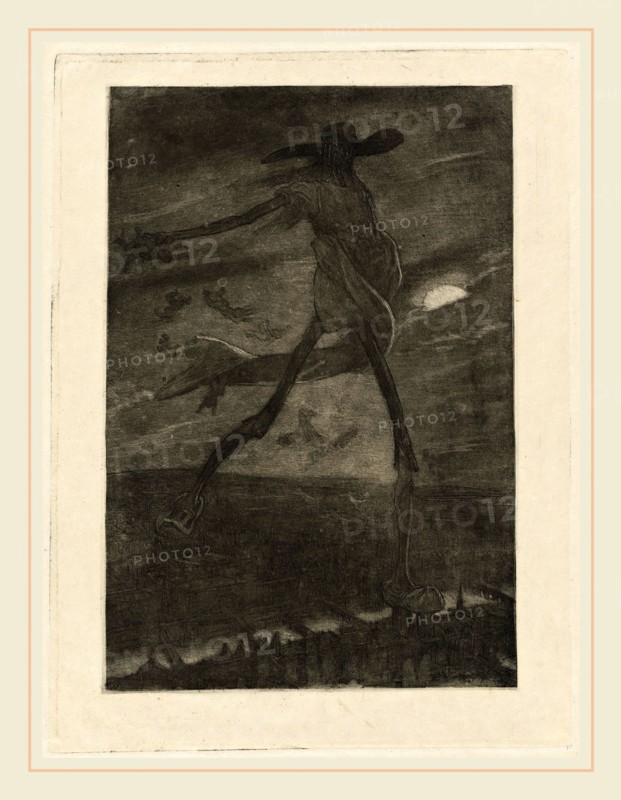 Félicien Rops, Satan Sowing Tare (Satan semant l'ivraie), Belgian, 1833-1898, aquatint and etching