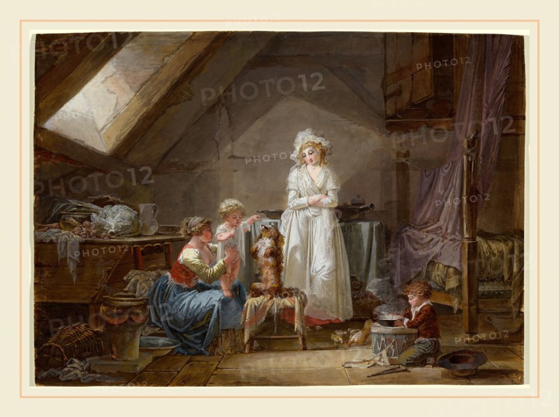 Jean-Baptiste Mallet, Young French Marquise in Exile in Lausanne, French, 1759-1835, 1789, gouache on wove paper