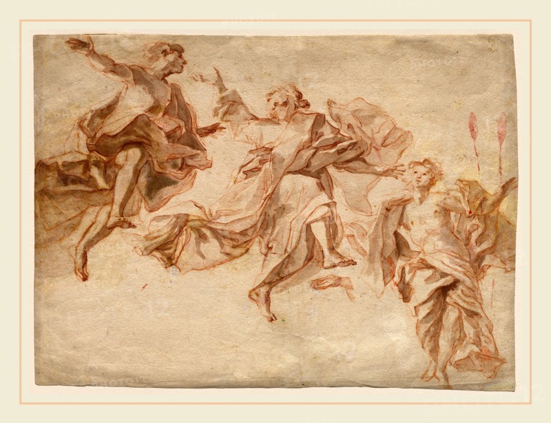 Cosmas Damian Asam, German (1686-1739), The Ascension of Christ, 1720, red chalk with gray wash on laid paper
