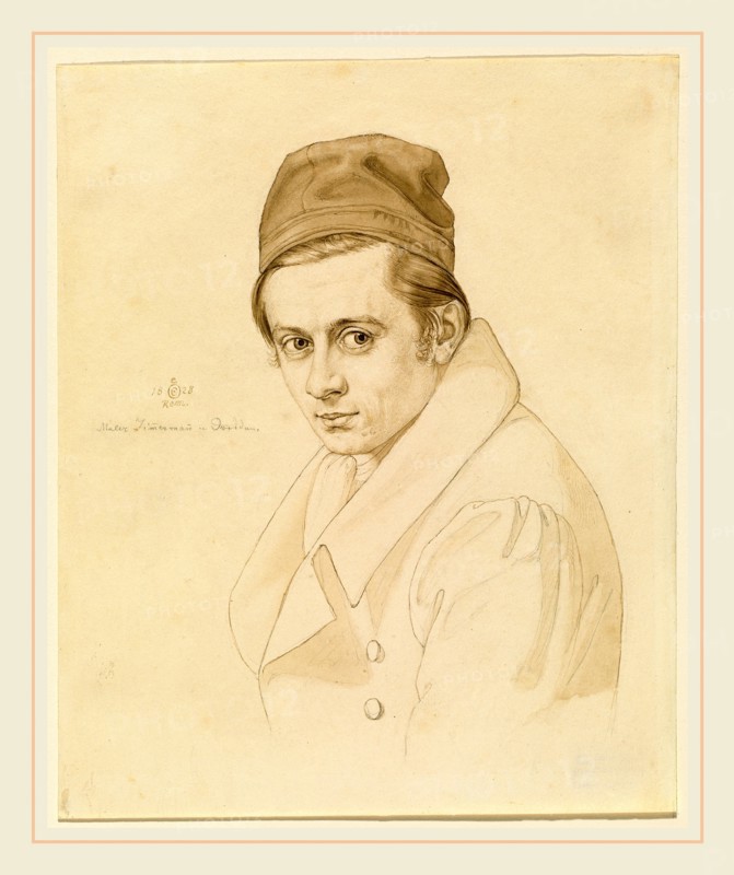 Carl Oesterley, German (1805-1891), Adolf Zimmermann, 1828, pen and brown ink with brown wash over graphite on wove paper