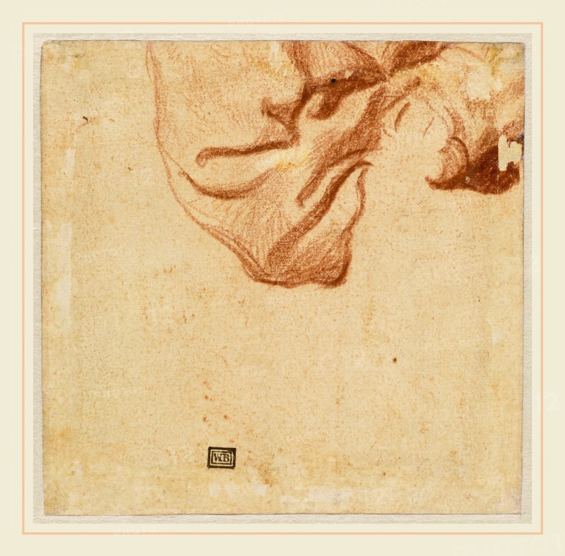 Dutch 17th Century, Drapery Study (verso), c. 1631, red chalk, with touches of black chalk, on laid paper