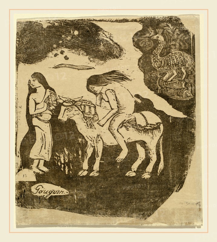 Paul Gauguin, French (1848-1903), The Rape of Europa (L'enlevement d'Europe), in or after 1895, woodcut on chine collé, with a fragment of another print on back of mount