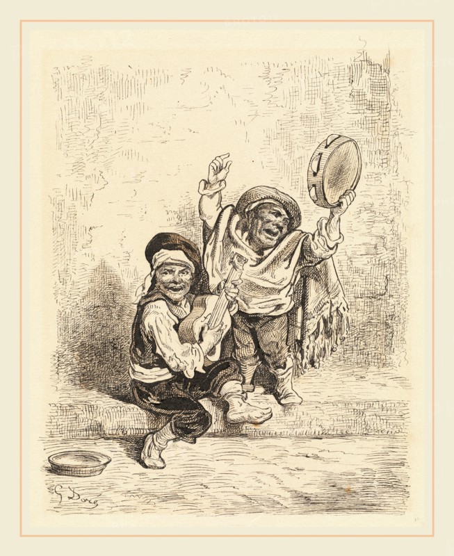 Gustave Doré, French (1832-1883), Gypsy Children, pen and brown ink with brown wash over natural graphite on wove paper