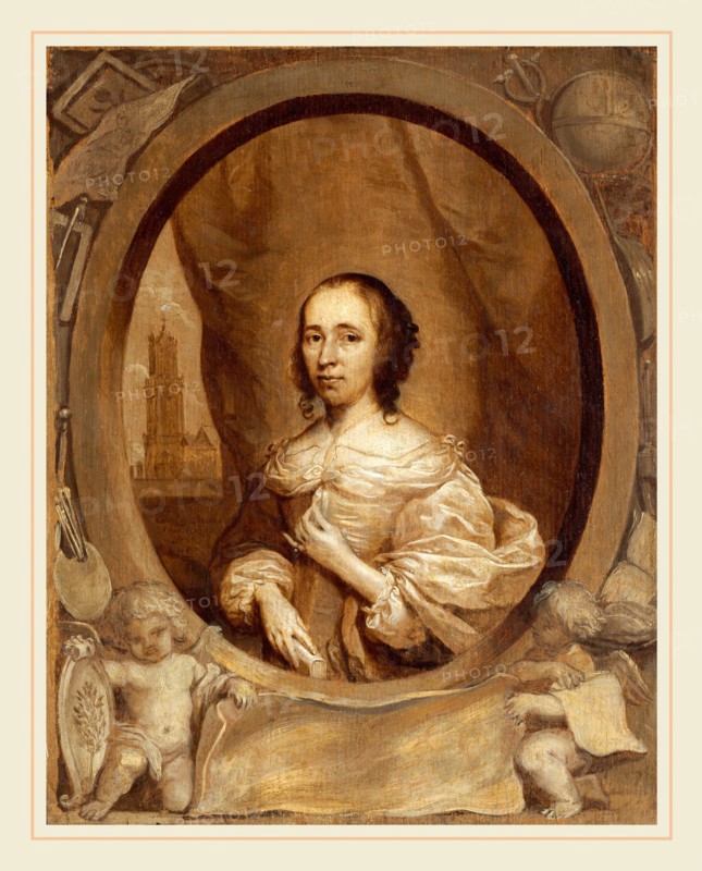 Cornelis Jonson van Ceulen,English, (1593-1661), Anna Maria van Schurman, 1657, oil on panel