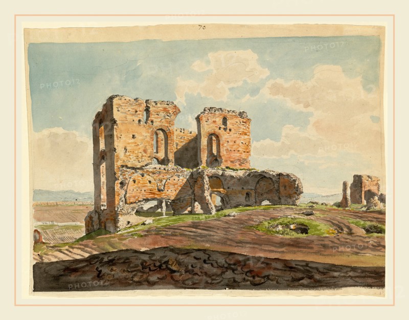 Carlo Labruzzi, Italian (1748-1817), The Great Villa of the Quintilii on the Appian Way, 1789, watercolor over graphite on laid paper