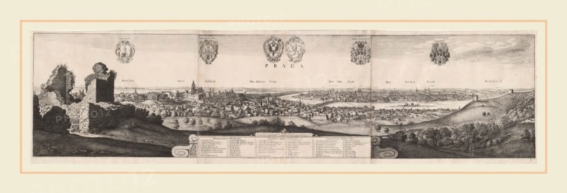 Wenceslaus Hollar, The Great View of Prague, Bohemian, 1607-1677, 1649, etching