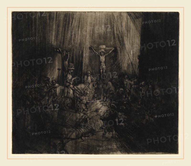 Rembrandt van Rijn, Dutch (1606-1669), Christ Crucified between the Two Thieves (The Three Crosses), 1653, drypoint and engraving on laid paper