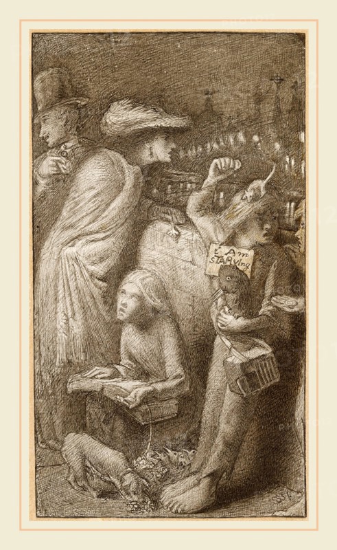 Simeon Solomon, I Am Starving, British, 1840-1905, 1857, pen and black ink with gray wash
