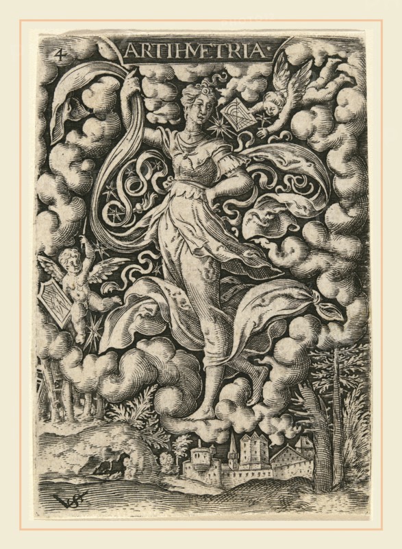 Virgil Solis, German (1514-1562), Artihmetria (Arithmetic), engraving