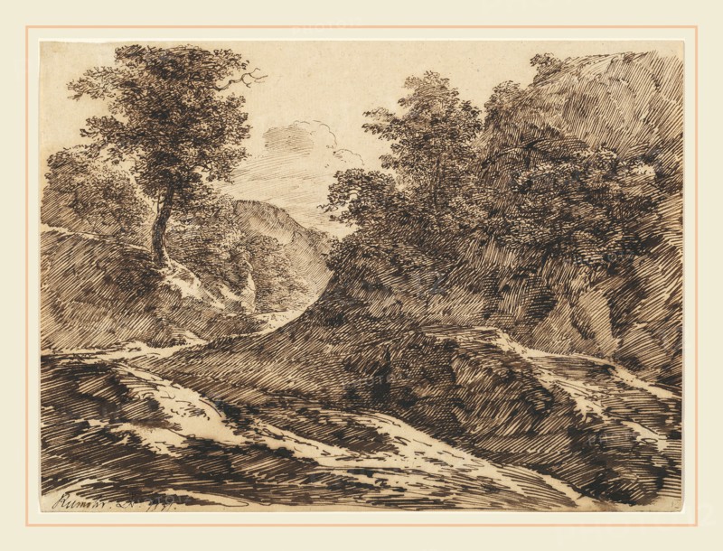Carl Friedrich Ludwig Felix von Rumohr, German (1785-1843), A Path through a Rocky Landscape, 1831, pen and brown ink on laid paper