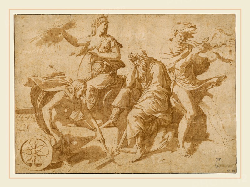 Giulio Romano, Italian (1499-1546), The Four Elements, c. 1530, pen and brown ink with brown wash on laid paper
