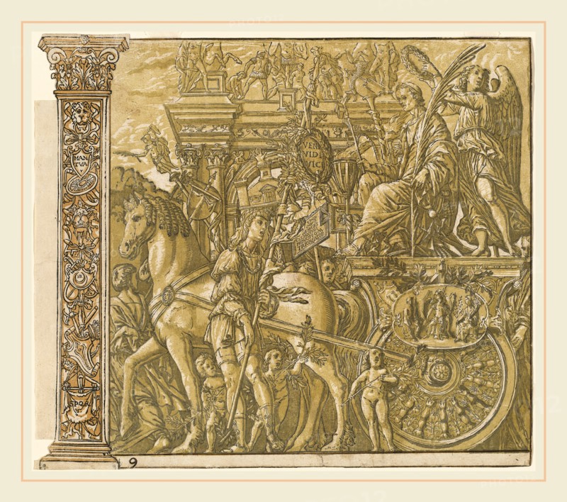 Andrea Andreani after Andrea Mantegna, Italian (1558-1559-1629), The Triumph of Julius Caesar [no.9 plus 2 columns], 1599, chiaroscuro woodcut