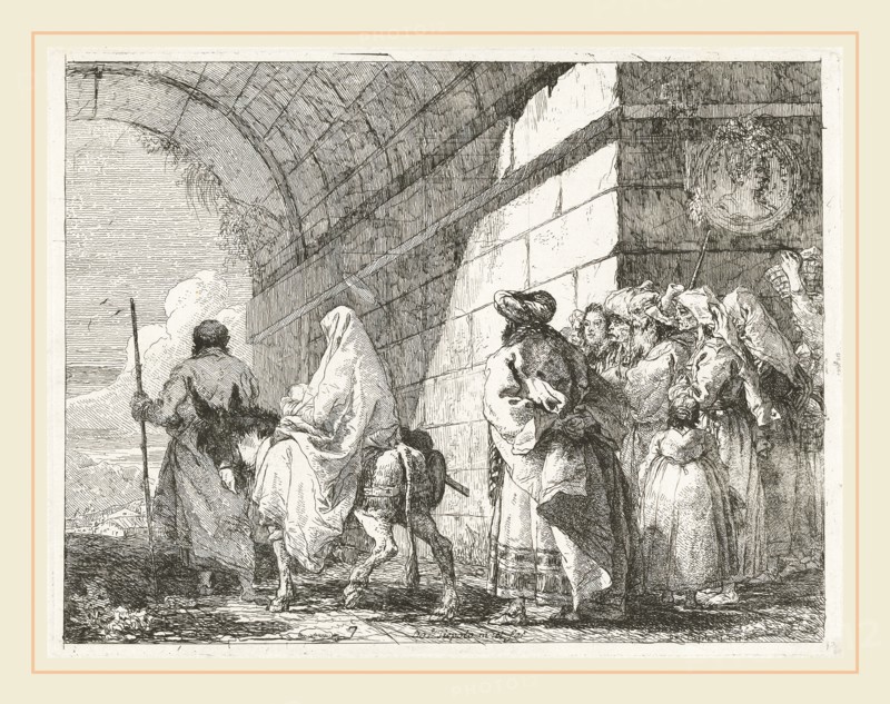 Giovanni Domenico Tiepolo, Italian (1727-1804), The Holy Family Passes under a City Arch, published 1753, etching
