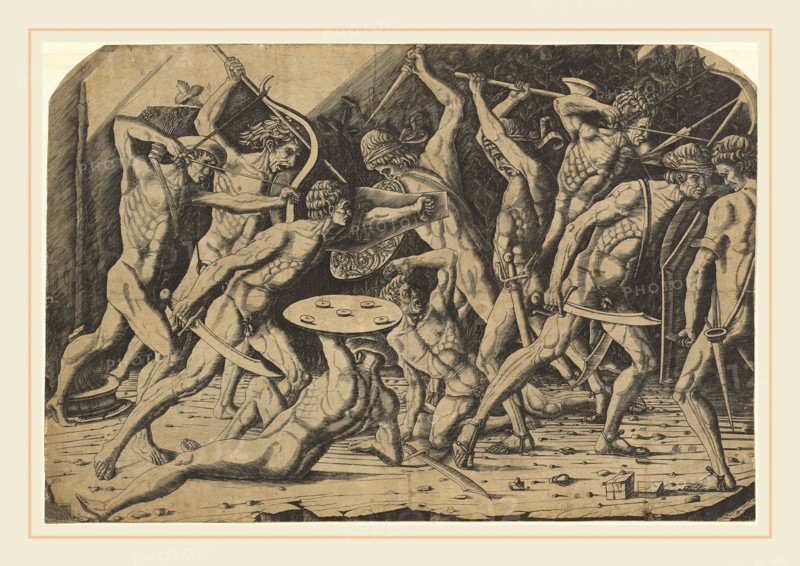 Andrea Mantegna or School after Antonio del Pollaiuolo, Battle of Naked Men, 1460s, engraving on laid paper