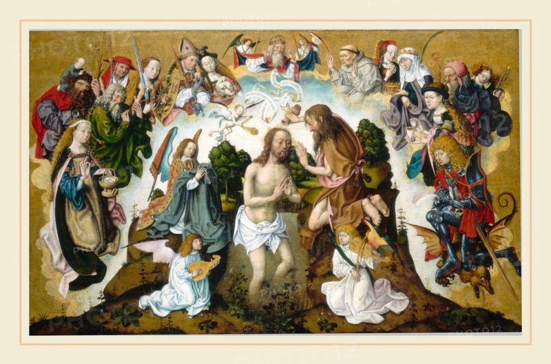 Master of the Saint Bartholomew Altar, The Baptism of Christ, German, active c. 1475-1510, c. 1485-1500, oil on panel